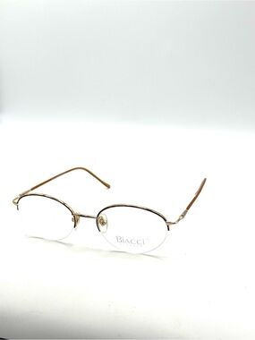 B2116 NWT Vintage Biacci Oval Semi-Rimless Gold Wire Eyeglasses